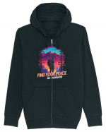 in stil synthwave - Find your peace in nature Hanorac cu fermoar Unisex Connector