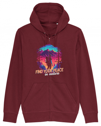 in stil synthwave - Find your peace in nature Burgundy