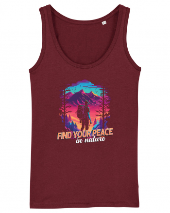 in stil synthwave - Find your peace in nature Burgundy