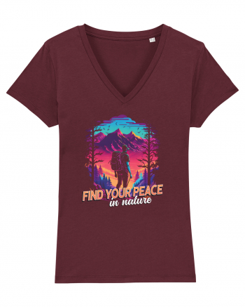 in stil synthwave - Find your peace in nature Burgundy
