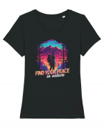 in stil synthwave - Find your peace in nature Tricou mânecă scurtă guler larg fitted Damă Expresser