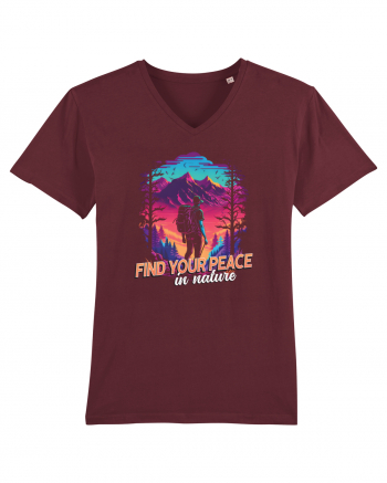 in stil synthwave - Find your peace in nature Burgundy