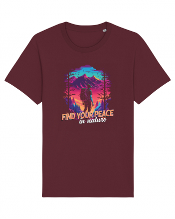 in stil synthwave - Find your peace in nature Burgundy
