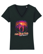 in stil synthwave - Find your trail and blaze it Tricou mânecă scurtă guler V Damă Evoker