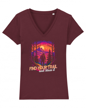 in stil synthwave - Find your trail and blaze it Burgundy