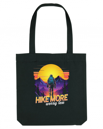 in stil synthwave - Hike more worry less Black