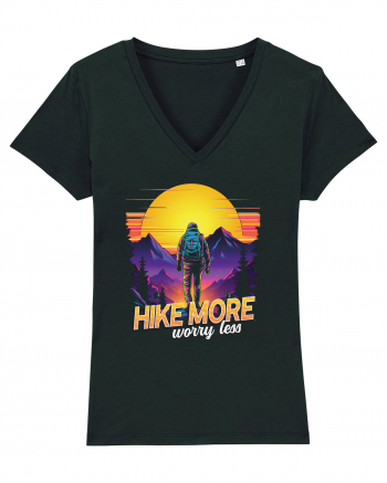 in stil synthwave - Hike more worry less Black