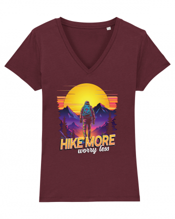 in stil synthwave - Hike more worry less Burgundy
