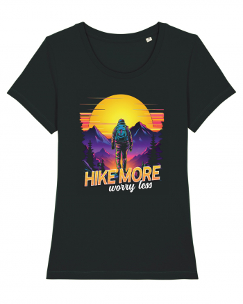 in stil synthwave - Hike more worry less Black