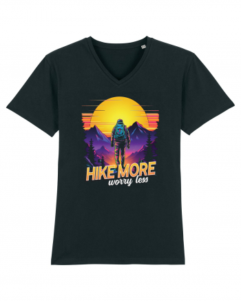 in stil synthwave - Hike more worry less Black