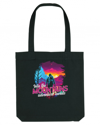 in stil synthwave - Into the mountains adventure awaits Black
