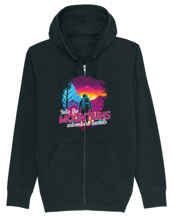 in stil synthwave - Into the mountains adventure awaits Black