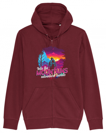 in stil synthwave - Into the mountains adventure awaits Burgundy