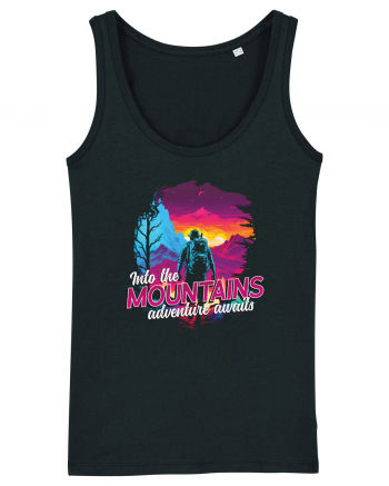 in stil synthwave - Into the mountains adventure awaits Black
