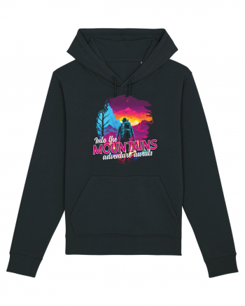 in stil synthwave - Into the mountains adventure awaits Black