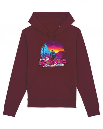 in stil synthwave - Into the mountains adventure awaits Burgundy