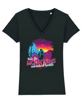 in stil synthwave - Into the mountains adventure awaits Black