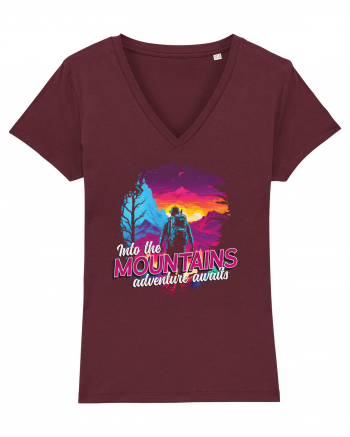 in stil synthwave - Into the mountains adventure awaits Burgundy
