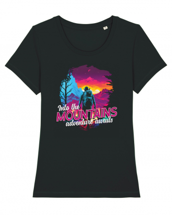 in stil synthwave - Into the mountains adventure awaits Black