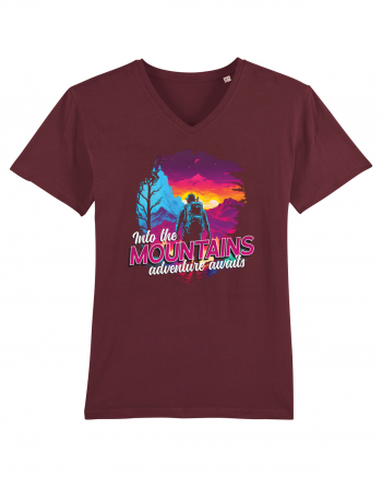 in stil synthwave - Into the mountains adventure awaits Burgundy
