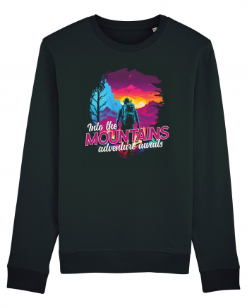 in stil synthwave - Into the mountains adventure awaits Black