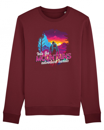in stil synthwave - Into the mountains adventure awaits Burgundy