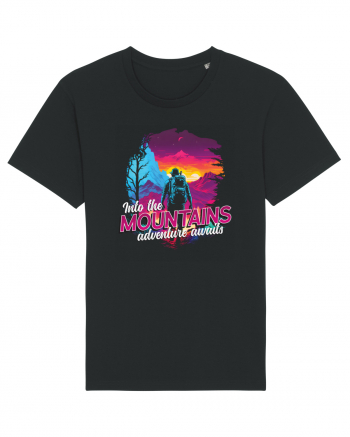 in stil synthwave - Into the mountains adventure awaits Black