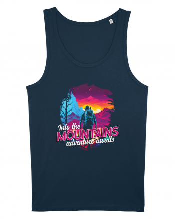 in stil synthwave - Into the mountains adventure awaits Navy