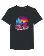 in stil synthwave - Into the mountains adventure awaits Tricou mânecă scurtă guler larg Bărbat Skater
