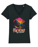 in stil synthwave - Take the road less traveled Tricou mânecă scurtă guler V Damă Evoker