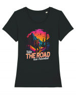 in stil synthwave - Take the road less traveled Tricou mânecă scurtă guler larg fitted Damă Expresser