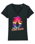 in stil synthwave - Take the scenic route Tricou mânecă scurtă guler V Damă Evoker