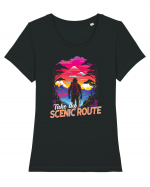 in stil synthwave - Take the scenic route Tricou mânecă scurtă guler larg fitted Damă Expresser