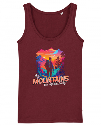 in stil synthwave - The mountains are my sanctuary Burgundy