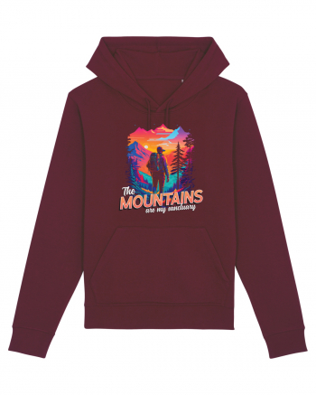 in stil synthwave - The mountains are my sanctuary Burgundy