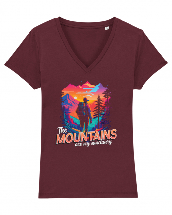 in stil synthwave - The mountains are my sanctuary Burgundy