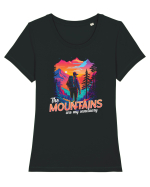 in stil synthwave - The mountains are my sanctuary Tricou mânecă scurtă guler larg fitted Damă Expresser