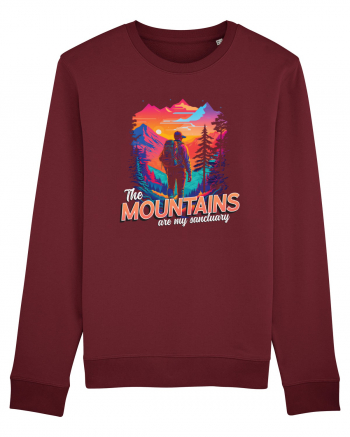 in stil synthwave - The mountains are my sanctuary Burgundy