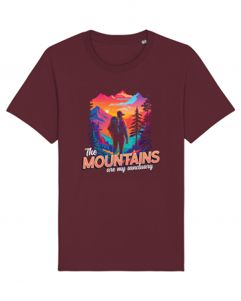 in stil synthwave - The mountains are my sanctuary Burgundy
