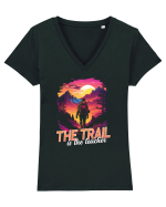 in stil synthwave - The trail is the teacher Tricou mânecă scurtă guler V Damă Evoker