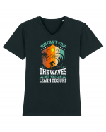 You can't stop the waves but you can learn to surf Tricou mânecă scurtă guler V Bărbat Presenter