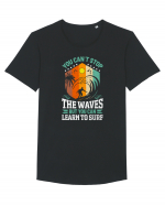 You can't stop the waves but you can learn to surf Tricou mânecă scurtă guler larg Bărbat Skater