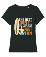 The best surfer, out there is the one having most fun Tricou mânecă scurtă guler larg fitted Damă Expresser