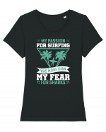 My passion for surfing was more than my fear for sharks Tricou mânecă scurtă guler larg fitted Damă Expresser