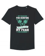 My passion for surfing was more than my fear for sharks Tricou mânecă scurtă guler larg Bărbat Skater