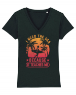 I need the sea because it teaches me Tricou mânecă scurtă guler V Damă Evoker