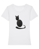Cat design Tricou mânecă scurtă guler larg fitted Damă Expresser
