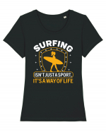 Surfing isn't just a sport, it's a way of life Tricou mânecă scurtă guler larg fitted Damă Expresser