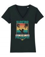 Surfing is my philosophy 101 Tricou mânecă scurtă guler V Damă Evoker