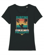 Surfing is my philosophy 101 Tricou mânecă scurtă guler larg fitted Damă Expresser